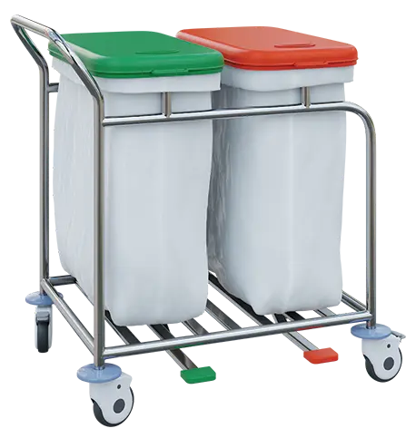 VNP Plus 02 vozík na prádlo a tříděný odpad, víko zelené a červené